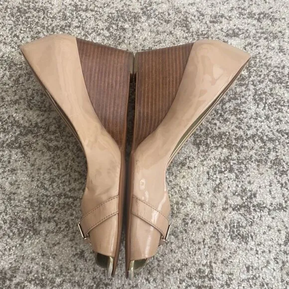 Coach Tan Wedge Patent Leather Shoes 1-