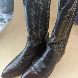 Code West boots men's sz 8.5D black cherry leather cowboy Western boots