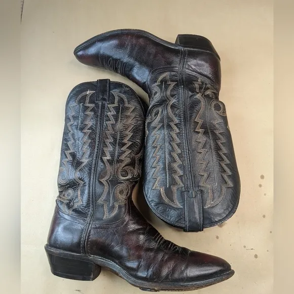 Code West boots men's sz 8.5D black cherry leather cowboy Western boots