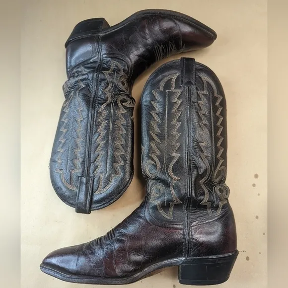 Code West boots men's sz 8.5D black cherry leather cowboy Western boots