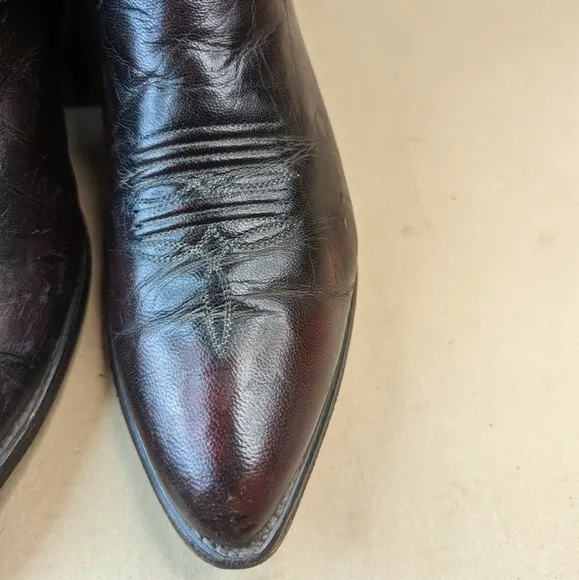 Code West boots men's sz 8.5D black cherry leather cowboy Western boots