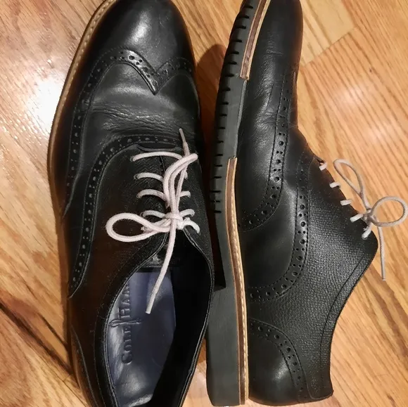 Cole Haan Black Wingtip Oxford Leather Shoes Lace Up Morris Size 10M‎ C11233