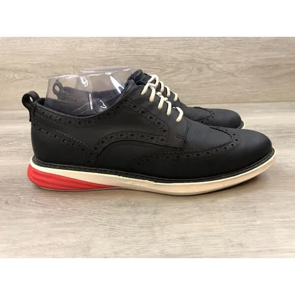 Cole Haan Grand Evolution C26318 Men's 8.5M Blue Leather Wingtip Sneaker Shoes