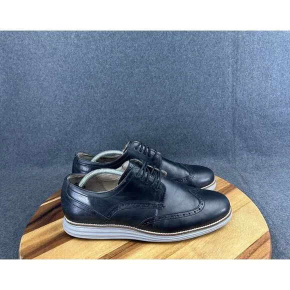 Cole Haan Grand OS Shoes Mens Size 11 Wingtip Derby Black Leather C26470