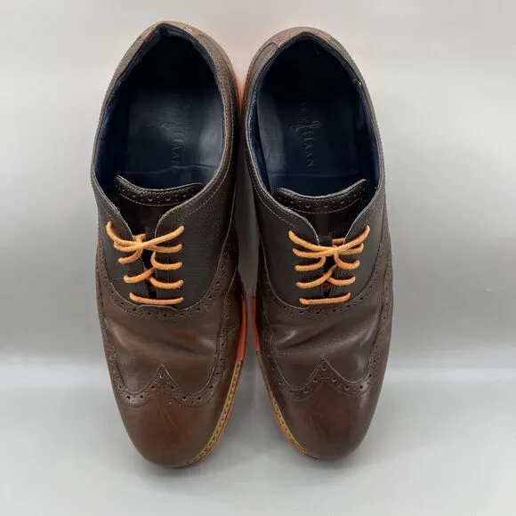 Cole Haan Great Jones Brogue Oxford Men Size 13 M Brown Orange Leather Low Shoes