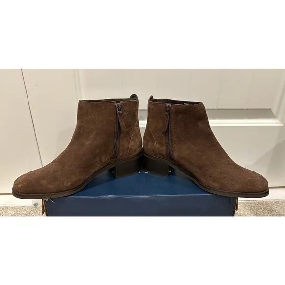 Cole Haan Holis Buckle Brown Suede Booties Size 7 NWOT Stylish Comfy Boots