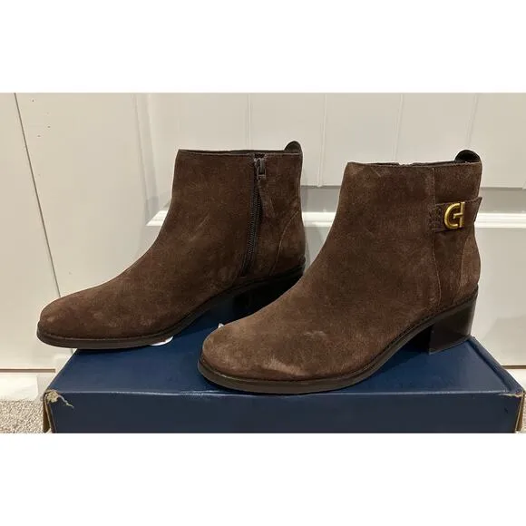 Cole Haan Holis Buckle Brown Suede Booties Size 7 NWOT Stylish Comfy Boots