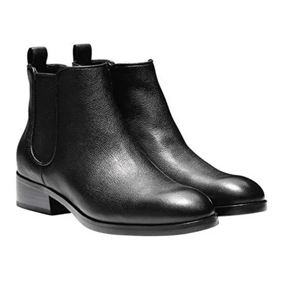 Cole Haan Landsman Genuine Leather Chelsea Pull On Ankle Booties