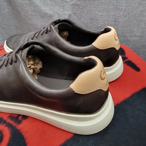 Cole Haan Men GrandPro Rally Laser Cut Dark Brown Leather Sneaker Size 11.5