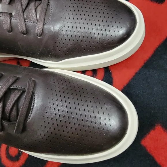 Cole Haan Men GrandPro Rally Laser Cut Dark Brown Leather Sneaker Size 11.5