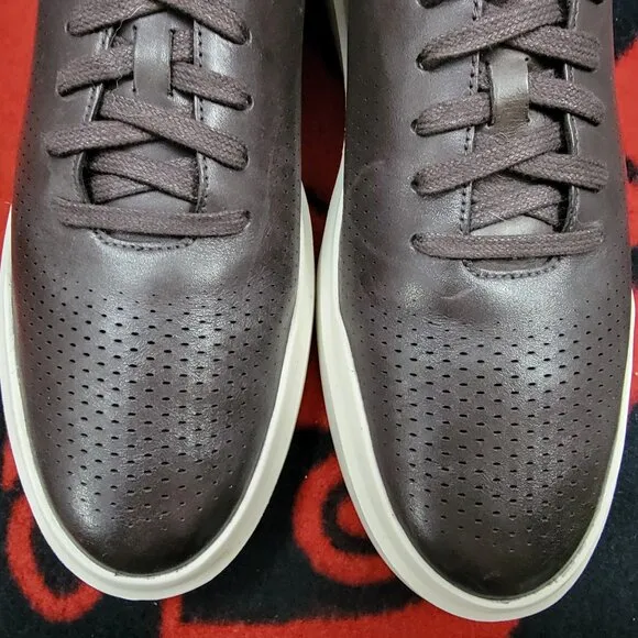Cole Haan Men GrandPro Rally Laser Cut Dark Brown Leather Sneaker Size 11.5
