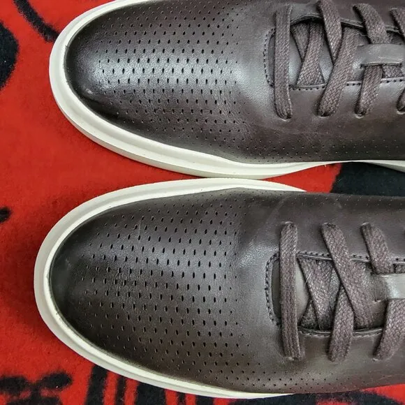 Cole Haan Men GrandPro Rally Laser Cut Dark Brown Leather Sneaker Size 11.5