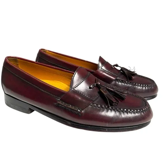 Cole Haan Mens Size 9 Mahogany Burgundy Pinch Tassel Loafers Stylish SU