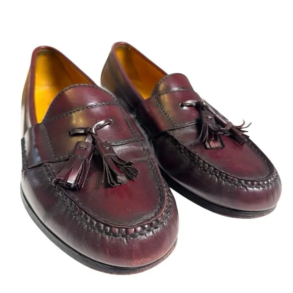 Cole Haan Mens Size 9 Mahogany Burgundy Pinch Tassel Loafers Stylish SU