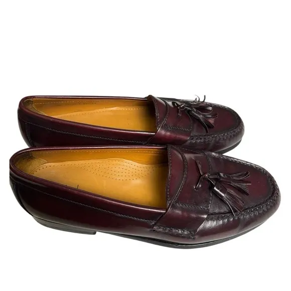 Cole Haan Mens Size 9 Mahogany Burgundy Pinch Tassel Loafers Stylish SU