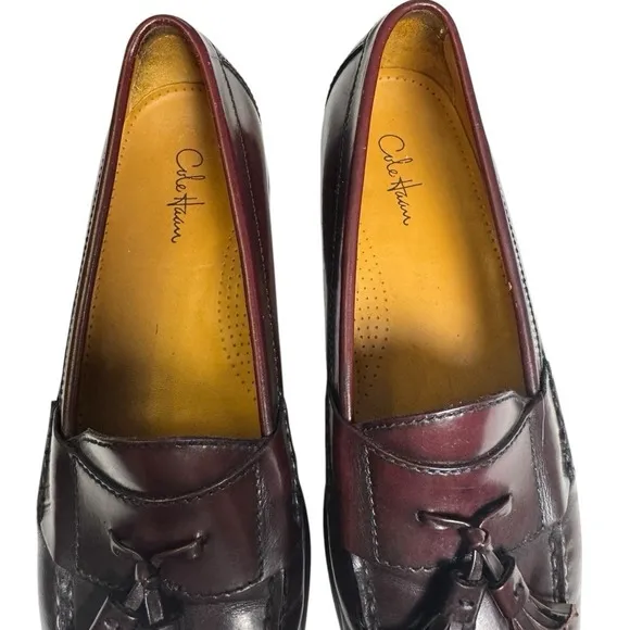 Cole Haan Mens Size 9 Mahogany Burgundy Pinch Tassel Loafers Stylish SU