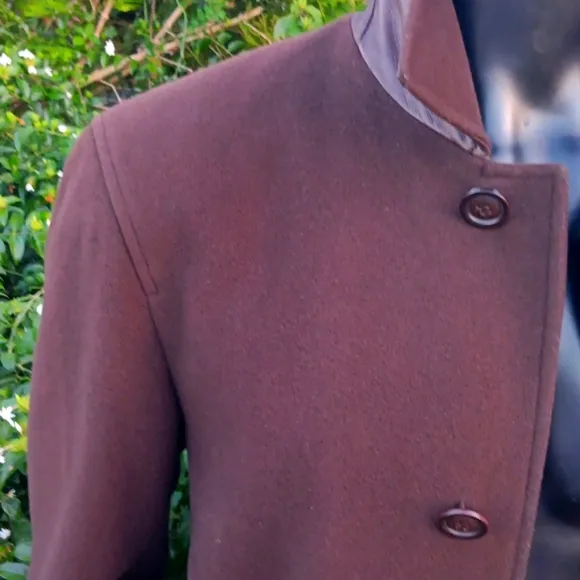 COLE HAAN MEN'S STYLISH WOOL/CASHMERE BLEND WOOL LUXURY COAT/ LAMBSKIN TRIM