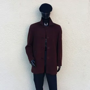 COLE HAAN MEN'S STYLISH WOOL/CASHMERE BLEND WOOL LUXURY COAT/ LAMBSKIN TRIM