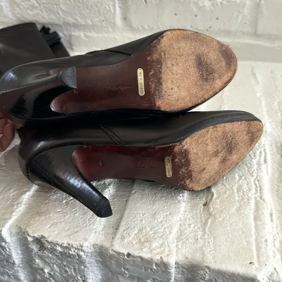 Cole Haan Nike Air Tall Leather Heeled Boot w/ Tassel Size 8B