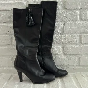 Cole Haan Nike Air Tall Leather Heeled Boot w/ Tassel Size 8B