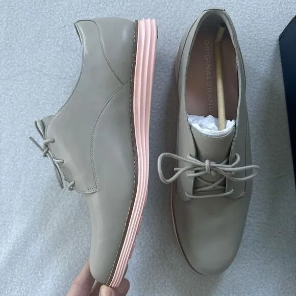 Cole Haan Øriginal Grand Oxford Women's 11 Paloma Leather W17145‎ Grey Pink