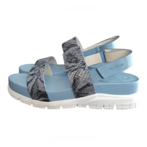 COLE HAAN Zerogrand SNAKEPRINT Platform SANDALS Blue/White WOMEN’S Size 7 B