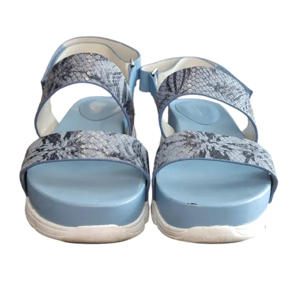 COLE HAAN Zerogrand SNAKEPRINT Platform SANDALS Blue/White WOMEN’S Size 7 B