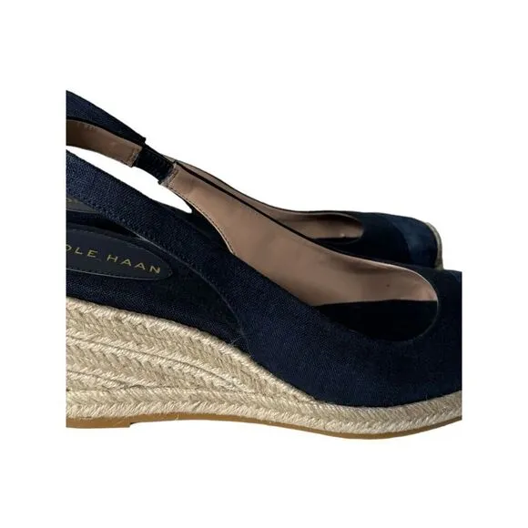 Cole Haan Cloudfeel Denim Espadrille Wedge Slingback Womens Size 10B NEW