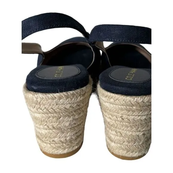 Cole Haan Cloudfeel Denim Espadrille Wedge Slingback Womens Size 10B NEW