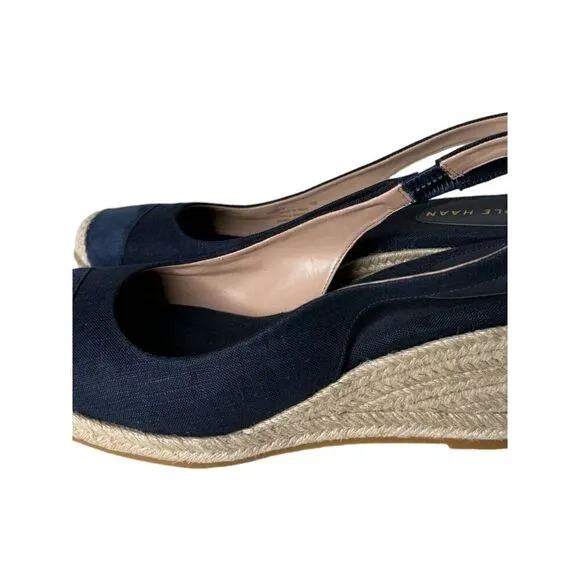 Cole Haan Cloudfeel Denim Espadrille Wedge Slingback Womens Size 10B NEW