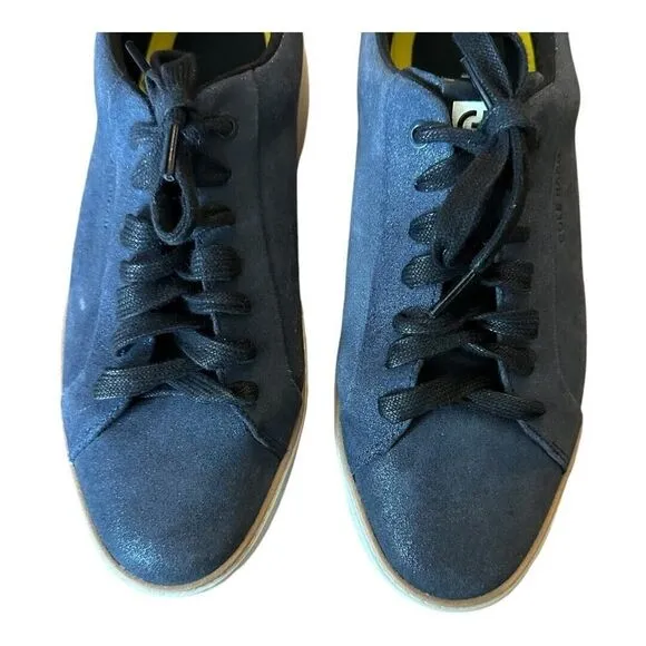 Cole Haan Womens Topspin Sneaker Blazer Blue Metallic Suede Leather Shoes 10 B