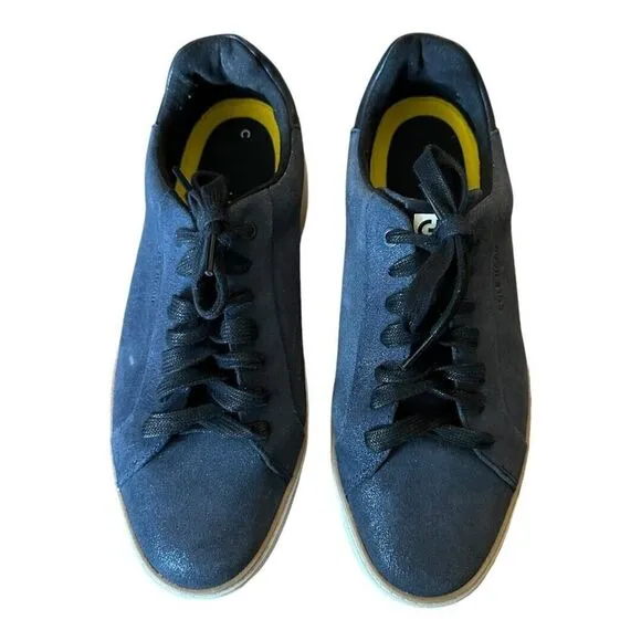 Cole Haan Womens Topspin Sneaker Blazer Blue Metallic Suede Leather Shoes 10 B