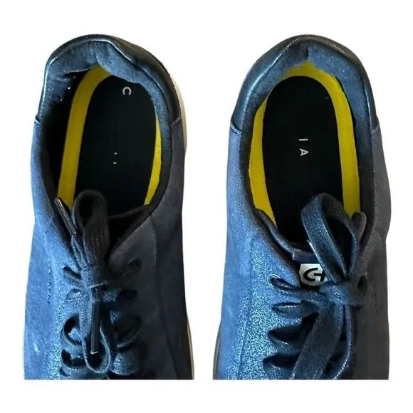 Cole Haan Womens Topspin Sneaker Blazer Blue Metallic Suede Leather Shoes 10 B