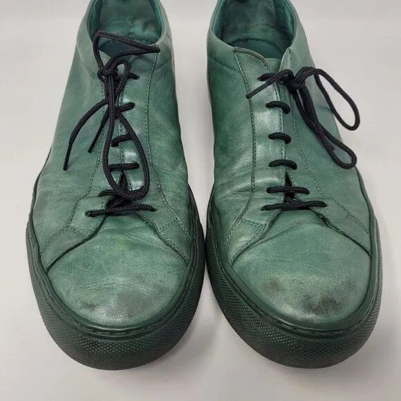 Common Projects Shoes Men EU46 US13 Green Leather Original Achilles Sneakers Low