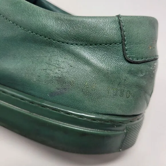 Common Projects Shoes Men EU46 US13 Green Leather Original Achilles Sneakers Low