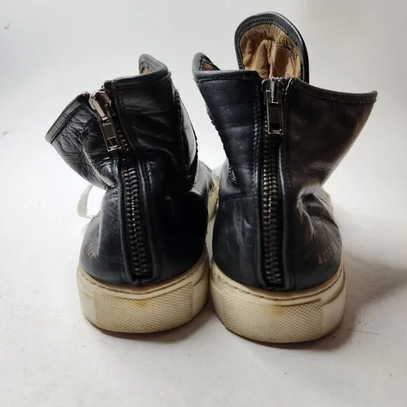 Common Projects Tournament High Black Leather Hi-Top Sneakers Size 39 40