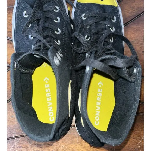 Converse All Star High Top Canvas Happy Face Shoes Black Yellow Men’s 11