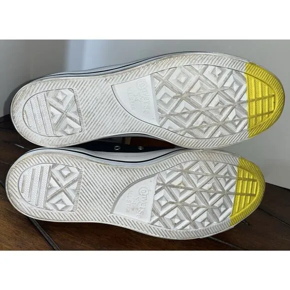 Converse All Star High Top Canvas Happy Face Shoes Black Yellow Men’s 11