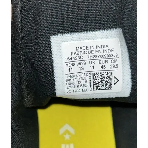 Converse All Star High Top Canvas Happy Face Shoes Black Yellow Men’s 11