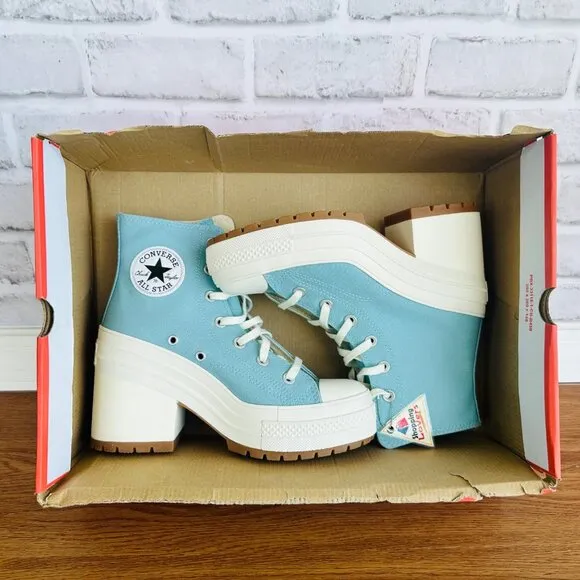 ⭐Converse Chuck 70 DE LUXE HEEL HI 7.5 Women's Platform Boots Teal Shoes A08279C