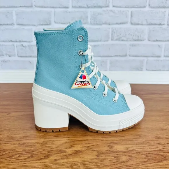 ⭐Converse Chuck 70 DE LUXE HEEL HI 7.5 Women's Platform Boots Teal Shoes A08279C