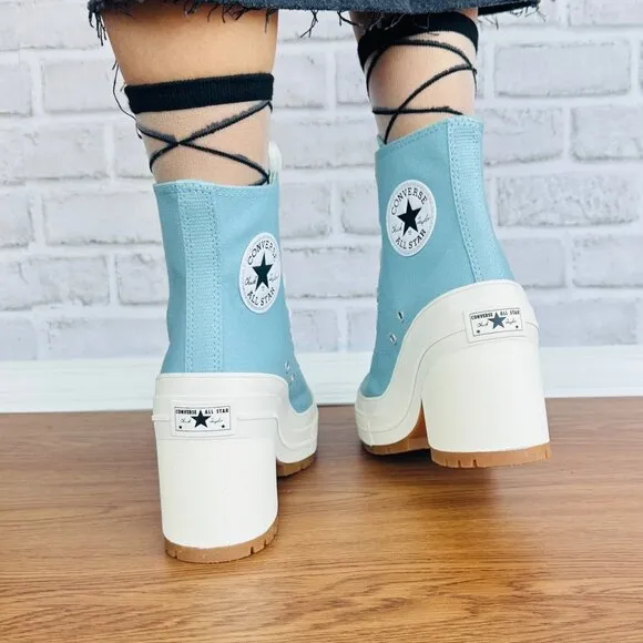 ⭐Converse Chuck 70 DE LUXE HEEL HI 7.5 Women's Platform Boots Teal Shoes A08279C