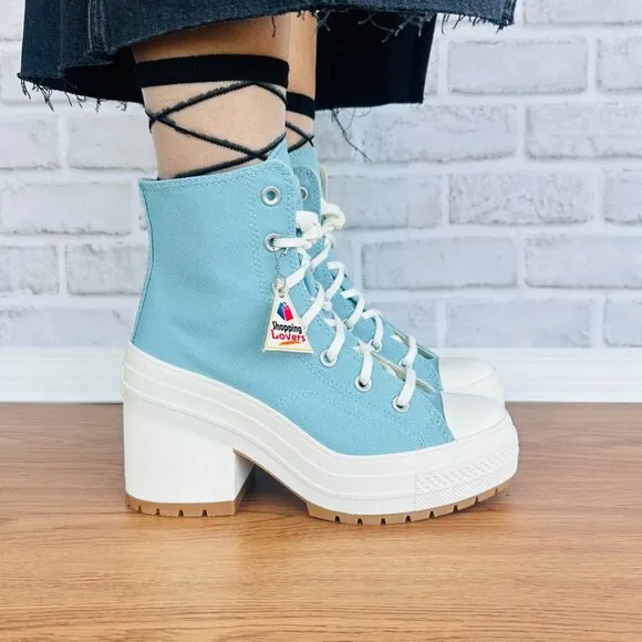 ⭐Converse Chuck 70 DE LUXE HEEL HI 7.5 Women's Platform Boots Teal Shoes A08279C