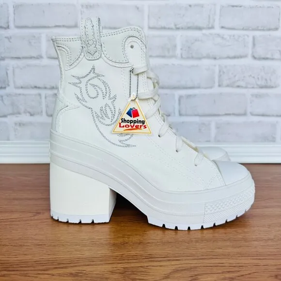 ⭐Converse Chuck 70 De Luxe Heel Western Hi Platform Boots Vintage White BA10335C