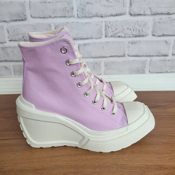 ⭐Converse Chuck 70 De Luxe Wedge Platform Hi Shoes Sz 7.5 Purple Pink 4&quot; A07584C