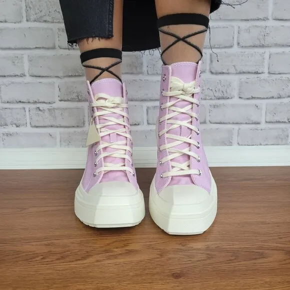 ⭐Converse Chuck 70 De Luxe Wedge Platform Hi Shoes Sz 7.5 Purple Pink 4&quot; A07584C
