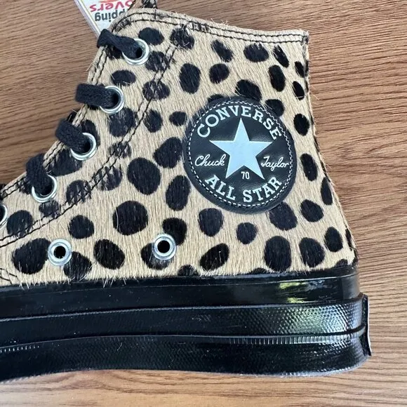 ❤️❤️❤️Converse Chuck 70 Hi Pony Hair Leather 9 Women Shoes Leopard Print A12705C