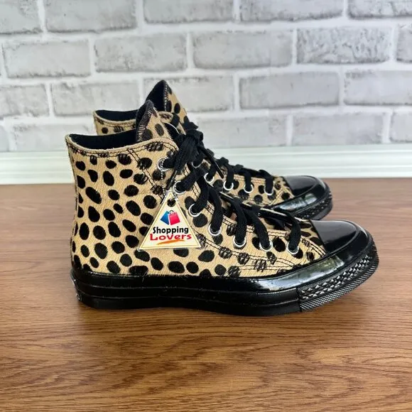 ❤️❤️❤️Converse Chuck 70 Hi Pony Hair Leather 9 Women Shoes Leopard Print A12705C