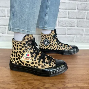 ❤️❤️❤️Converse Chuck 70 Hi Pony Hair Leather 9 Women Shoes Leopard Print A12705C