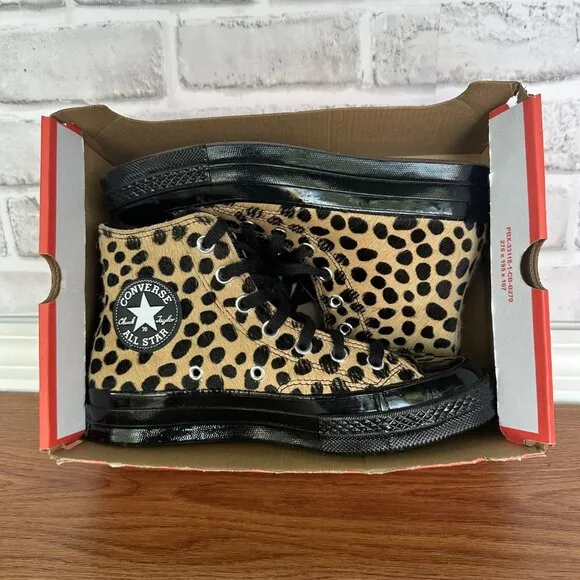 ❤️❤️❤️Converse Chuck 70 Hi Pony Hair Leather 9 Women Shoes Leopard Print A12705C